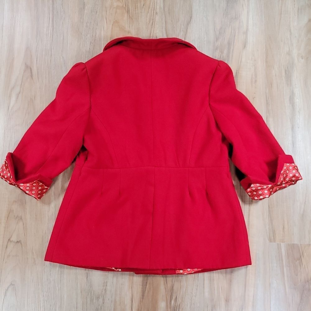 Forever 21 Red Buttoned Fitted Jacket Medium - image 2